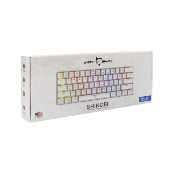 WHITE SHARK MECHANICAL KEYBOARD BLUE SWITCH SHINOBI WHITE