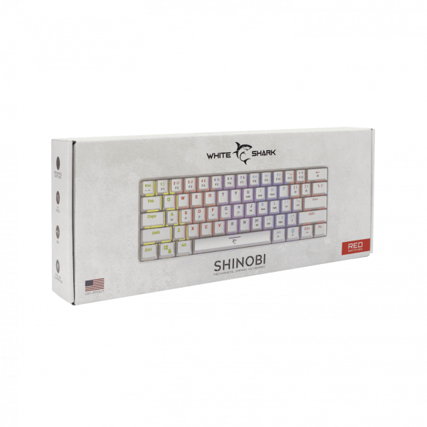 WHITE SHARK MECHANICAL KEYBOARD RED SWITCH SHINOBI WHITE