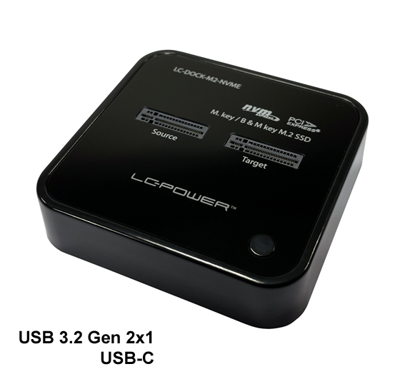 LC-POWER DOCKING STATION FOR TWO NVME-M2 SSD USB3.2