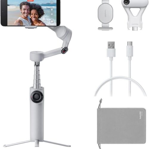 Insta360 Flow 2 AI Tracker Bundle Gray - A.I. Powered Gimbal Stabilzer for Smartphone