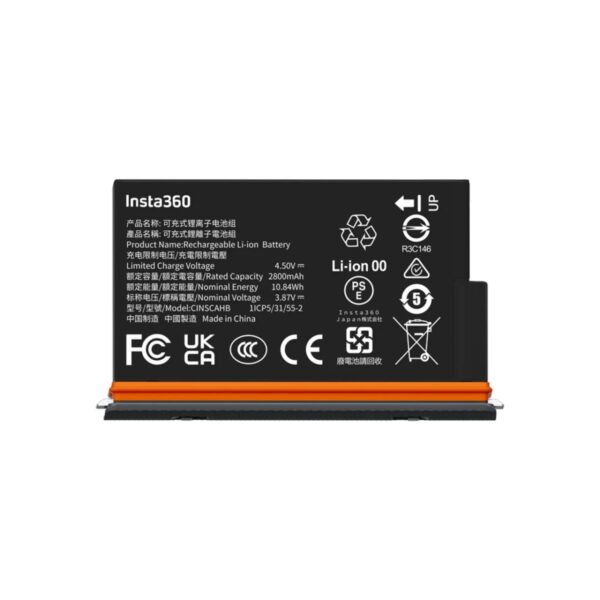 Insta360 X5 Ultra Battery - Upgraded 2800mAh capacity for an ultra-long run time.
