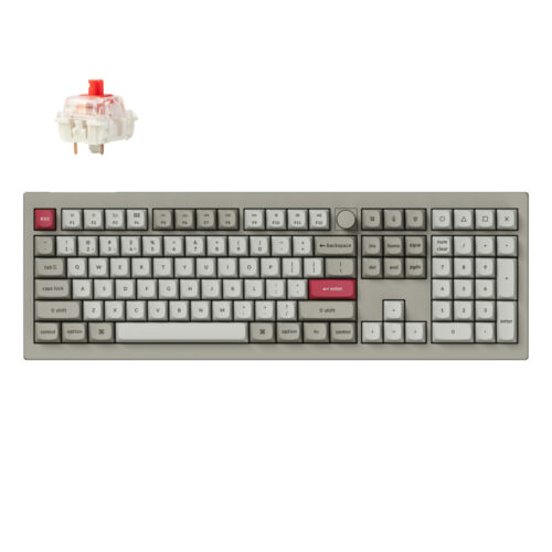 Keychron V6 Max Retro (V6M-R1) QMK/VIA BT/2,4/Wired Custom Mechanical Keyboard Red Switch 100% US