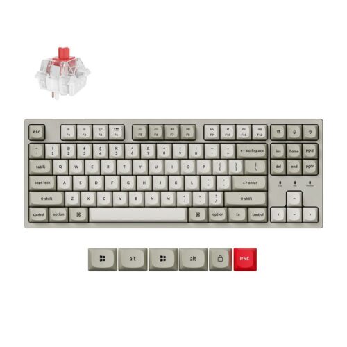Keychron C1 Pro (C1PX-M1) QMK/VIA Mechanical Red Switch - 8K Polling Rate Hot Swap.80% US Retro RGB