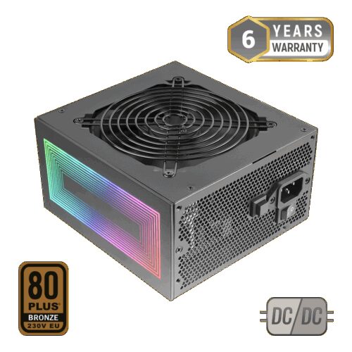 MARS GAMING MPB750S, ARGB 750W ATX PSU, 80PLUS BRONZE 230V +90%, AI-RPM ULTRA SILENT, SMD AND DC-DC TECH, ARGB MB CONTROL, 6 YEARS WARRANTY, BLACK