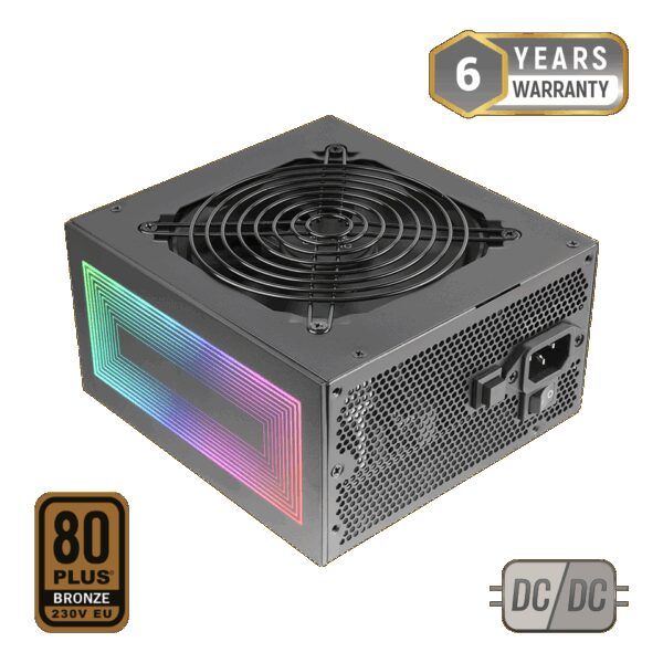 MARS GAMING MPB750S, ARGB 750W ATX PSU, 80PLUS BRONZE 230V +90%, AI-RPM ULTRA SILENT, SMD AND DC-DC TECH, ARGB MB CONTROL, 6 YEARS WARRANTY, BLACK