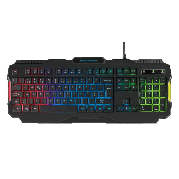 MARS GAMING MRK0, GAMING KEYBOARD, RGB RAINBBOW, 3 MODES, BREATHING EFFECTS AND INTENSITY CONTROL, ANTI-GHOSTING, PORTUGUESE LAYOUT