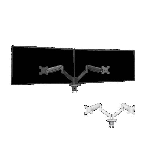 MARS GAMING MARMPRO2, DUAL GAS SPRING MONITOR ARM FOR UP TO 32" SCREENS, ARTICULATED AND HEIGHT ADJUSTABLE, WHITE