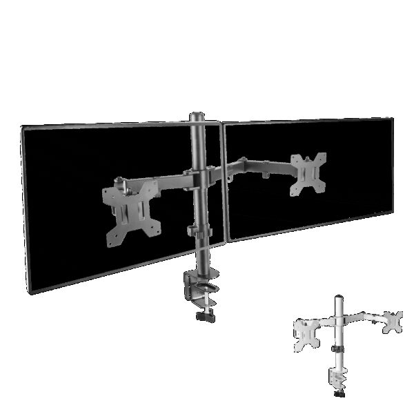 MARS GAMING MARM2, DUAL MONITOR ARM FOR UP TO 27" SCREENS, ARTICULATED AND HEIGHT ADJUSTABLE, WHITE