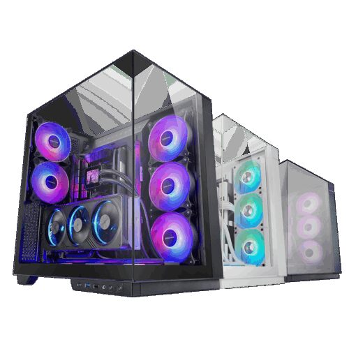 MARS GAMING MC-3GF, ATX CASE, FRAMELESS TRIPLE CONTINUOUS CHROMED GLASS, 2X REAR ARGB FANS, HUB + REMOTE CONTROL, BACK CONNECT MB COMPATIBILITY, VERTICAL GPU INSTALLATION SYSTEM, BLACK