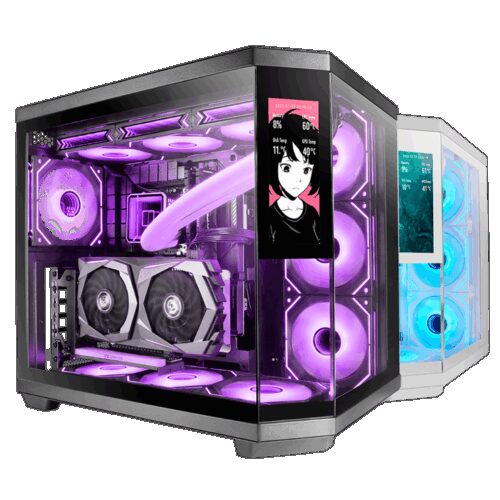 MARS GAMING MC-3TCORELCD, ATX CASE WITH INTEGRATED 7,2" IPS DISPLAY, HIGH CAPACITY CUSTOM ATX CASE, TRIPLE CONTINUOUS TEMPERED GLASS WINDOWS, UP TO 10X FANS, BLACK