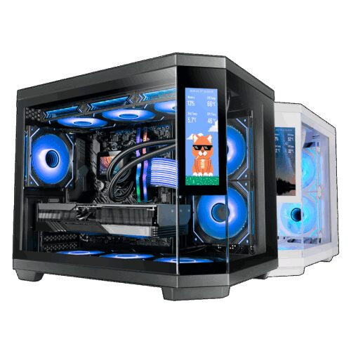 MARS GAMING MC-3TCORELCDM, MICRO-ATX CASE WITH INTEGRATED 7,2" IPS DISPLAY, HIGH CAPACITY CUSTOM M-ATX CASE, TRIPLE CONTINUOUS TEMPERED GLASS WINDOWS, BLACK