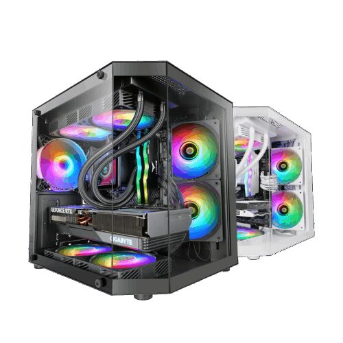 MARS GAMING MC-3TLITE, MATX CASE, PANORAMIC TRIPLE CONTINUOUS TEMPERED GLASS, 120MM FRGB REAR FAN, DUAL CHAMBER DESIGN, BLACK