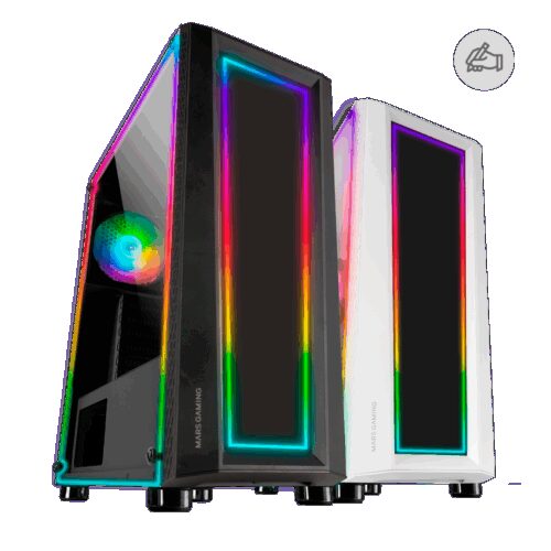 MARS GAMING MC-ART, ATX CASE, DUAL GLASS, DRAWING ART SYSTEM, 12CM FRGB, BLACK