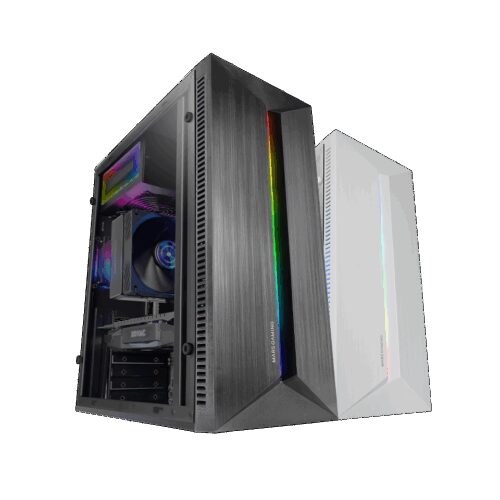 MARS GAMING MC-BLAZE, ATX CASE, FRONT RGB LED STRIP, SIDE VENTILATION GRILL, FULL SIDE WINDOW, FRGB REAR FAN, BLACK