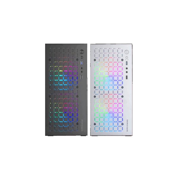 MARS GAMING MC-CORE, FULL METAL MICRO-ATX CASE, GLASS, FRONT MESH, 2X 120MM FRGB FAN, WHITE