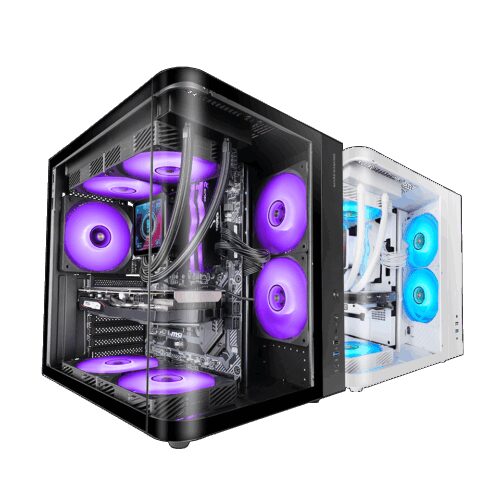 MARS GAMING MC-CURV, ATX CASE,  CONTINUOUS TEMPERED GLASS FRONT & SIDE PANELS WITH SLEEK ROUNDED EDGES, DUAL CHAMBER DESIGN, USB-C PORT, BLACK