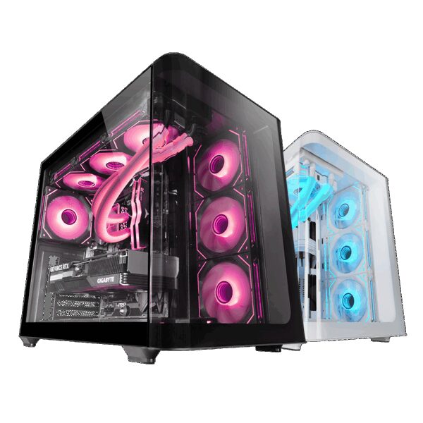 MARS GAMING MC-FUSIONM, MATX COMPUTER CASE, CONTINUOUS TEMPERED GLASS, ROUNDED EDGES, WATERCOOLING SUPPORT, BLACK