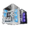 MARS GAMING MC-INFINIO, ATX CASE, FRAMELESS TRIPLE ROUNDED CONTINUOUS GLASS, 2X REAR ARGB FANS,  HUB + REMOTE CONTROL, BACK CONNECT MB COMPATIBILITY, VERTICAL GPU INSTALLATION SYSTEM, WHITE