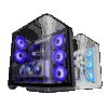 MARS GAMING MC-INFINIO, ATX CASE, FRAMELESS TRIPLE ROUNDED CONTINUOUS GLASS, 2X REAR ARGB FANS,  HUB + REMOTE CONTROL, BACK CONNECT MB COMPATIBILITY, VERTICAL GPU INSTALLATION SYSTEM, BLACK