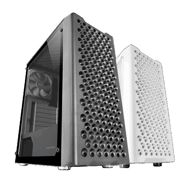 MARS GAMING MC-IPRO, ATX CASE, 3D FRONT MESH GRILLE, TEMPERED GLASS SIDE PANEL, 12CM FAN, BLACK