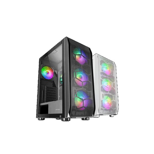 MARS GAMING MC-KX, E-ATX XL CASE, 5X 12CM ARGB FAN + CONTROLLER, CPU FREEZER, GLASS, FRONT MESH, BLACK