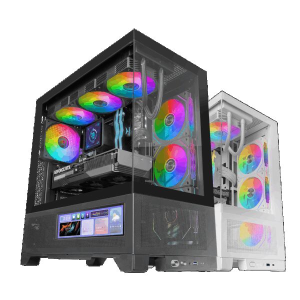 MARS GAMING MC-LCDX, ATX CASE WITH INTEGRATED 9,16" IPS 1980X480PX HDMI DISPLAY, TEMPERED GLASS FORNT AND SIDE PANELS, FULL MESH BOTTOM, FULL WATERCOOLING SUPPORT, WHITE