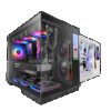MARS GAMING MC-MIRAGE, ATX CASE WITH INTEGRATED 7.2" IPS 360×960 MONITORING DISPLAY, FRAMELESS FRONT AND SIDE PANELS, USB-C PORT, BLACK