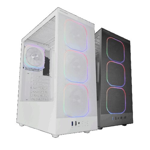 MARS GAMING MC-NEBULA, HIGH-PERFORMANCE ATX CASE, 4X ARGB FDB FAN WITH CONTROL HUB, TEMPERED GLASS SIDE, FULL FRONT ANTI-DUST MESH, FULL WATERCOOLING SUPPORT, WHITE