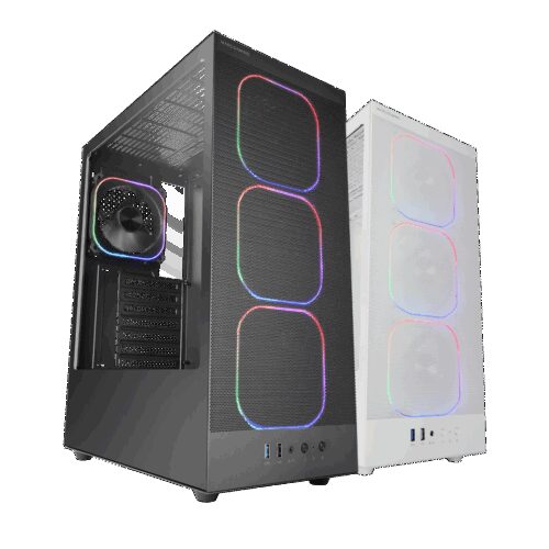 MARS GAMING MC-NEBULA, HIGH-PERFORMANCE ATX CASE, 4X ARGB FDB FAN WITH CONTROL HUB, TEMPERED GLASS SIDE, FULL FRONT ANTI-DUST MESH, FULL WATERCOOLING SUPPORT, BLACK