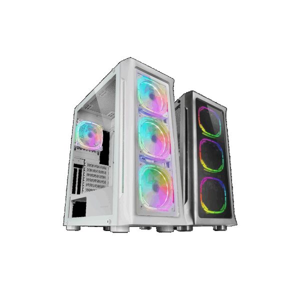 MARS GAMING MC-NEO, E-ATX XL CASE, 4X 12CM NEO ARGB FAN + 1X 12CM CPU FREEZER FAN, DUAL GLASS, WHITE