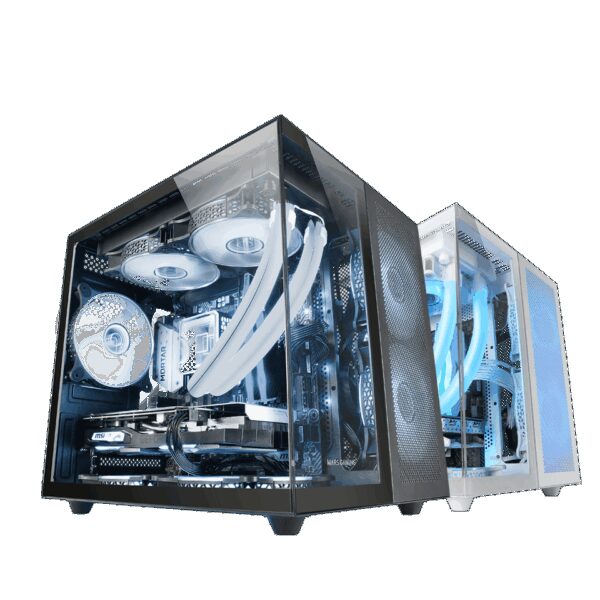 MARS GAMING MC-NOVAM, M-ATX PREMIUM CUSTOM ALUMINIUM CASE, FRONT COOLING + 90º GLASS, USB-C, BLACK