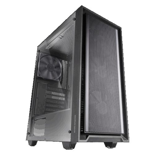 MARS GAMING MC-PMAX, ATX COMPUTER CASE, 4X120MM FDB FANS, FRONT MESH + TEMPERED GLASS SIDE PANEL, DUAL CHAMBER DESIGN, BLACK