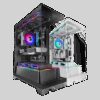 MARS GAMING MC-PRISMA, ATX CASE, 360 TRIPLE  TEMPERED GLASS PANELS, ARGB STRIP, BACK CONNECT MB SUPPORT, ARGB MB & CONTROLLERS , HORIZONTAL GPU BRACKET, 360MM LIQUID COOLING SUPPORT, BLACK