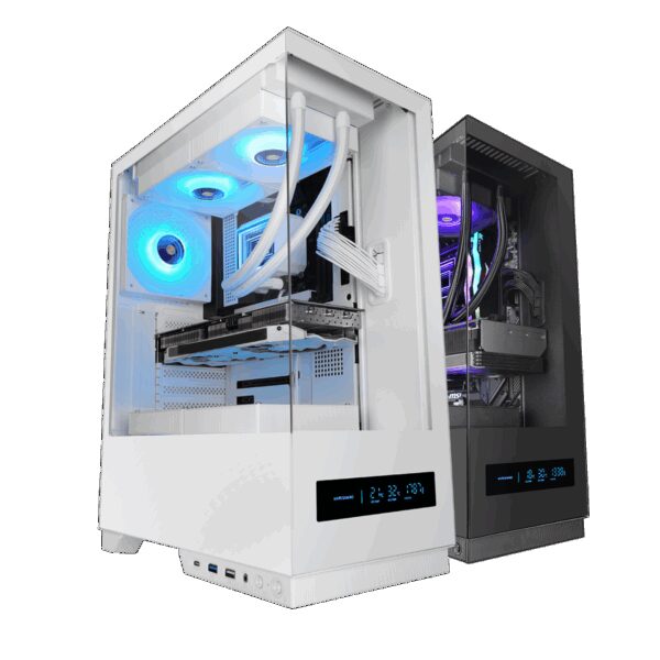 MARS GAMING MC-PULSAR, ATX CASE, MONITOR DISPLAY, TEMPERED GLASS FRONT & SIDE PANELS, CABLEHATCH & SIDECOOL, 240 WATERCOOLING SUPPORT, USB-C, WHITE