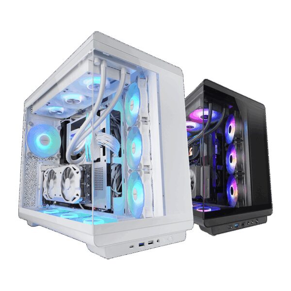 MARS GAMING MC-REV, ATX CASE, ROUNDED EDGES, TEMPERED GLASS FRONT AND SIDE PANELS, 3X ARGB REVERSED FANS, REMOTE CONTROL, ARGB MB & CONTROLLERS COMPATIBILITY, WHITE