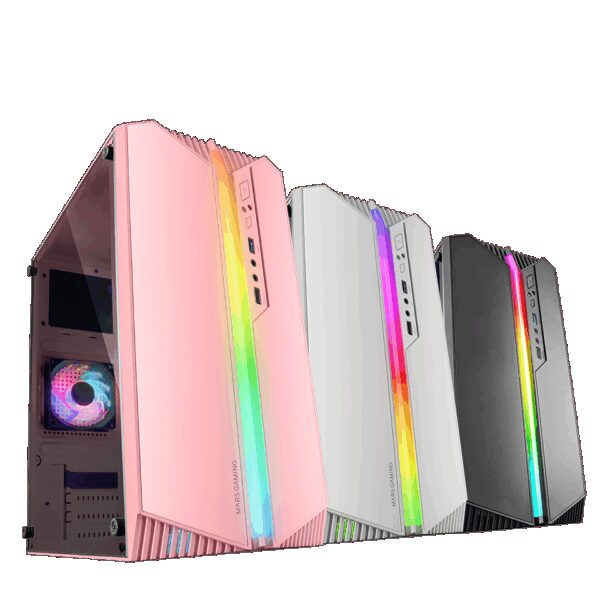 MARS GAMING MC-S1, MICRO-ATX CASE, ARGB FRONT LINE, FRGB FAN, WINDOW, PINK