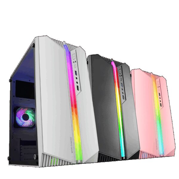 MARS GAMING MC-S1, MICRO-ATX CASE, ARGB FRONT LINE, FRGB FAN, WINDOW, WHITE