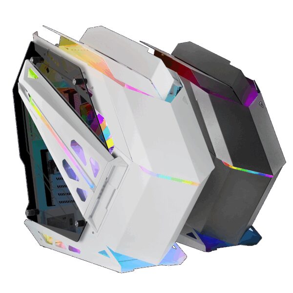 MARS GAMING MC-TITAN, ATX XXL RGB COMPUTER CASE, LIGHTING HUB AND REMOTE CONTROL, ARGB MB CONTROL, WHITE