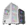 MARS GAMING MC-VAULT, ATX COMPUTER CASE, 4X120MM ARGB FANS, OPEN FRONT MESH + TEMPERED GLASS SIDE PANEL, RGB MB & CONTROLLERS COMPATIBLE, WHITE