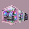 MARS GAMING MC-VIEW2, MATX CASE, SIDE AND FRONT FRAMELESS CONTINUOUS GLASS PANELS, 120MM FRGB FAN,  WATERCOOLING SUPPORT, PINK