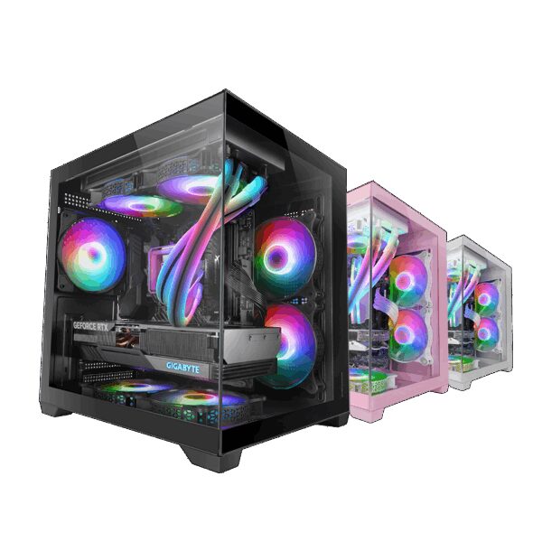 MARS GAMING MC-VIEW2, MATX CASE, SIDE AND FRONT FRAMELESS CONTINUOUS GLASS PANELS, 120MM FRGB FAN,  WATERCOOLING SUPPORT, BLACK