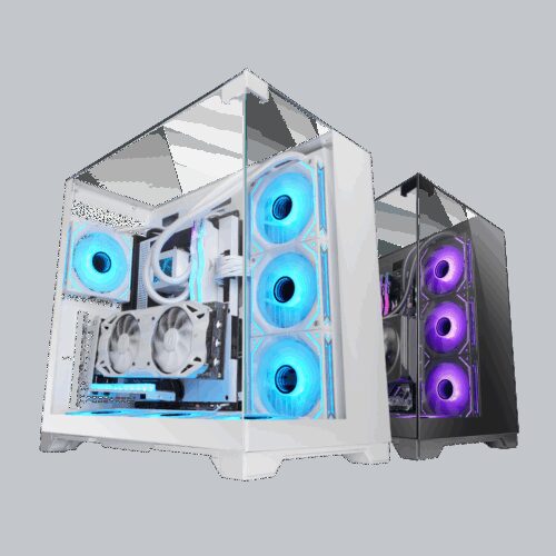 MARS GAMING MC-VISION, ATX CASE,  TRIPLE CONTINUOUS TEMPERED GLASS, FULL WATERCOOLING SUPPORT, BACK CONNECT MB COMPATIBILITY, DUAL CHAMBER DESIGN, WHITE