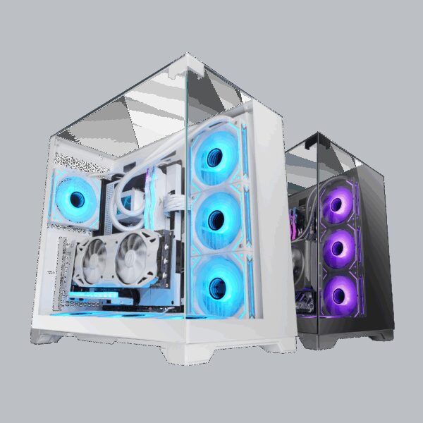 MARS GAMING MC-VISION, ATX CASE,  TRIPLE CONTINUOUS TEMPERED GLASS, FULL WATERCOOLING SUPPORT, BACK CONNECT MB COMPATIBILITY, DUAL CHAMBER DESIGN, WHITE