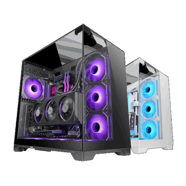 MARS GAMING MC-VISION, ATX CASE,  TRIPLE CONTINUOUS TEMPERED GLASS, FULL WATERCOOLING SUPPORT, BACK CONNECT MB COMPATIBILITY, DUAL CHAMBER DESIGN, BLACK