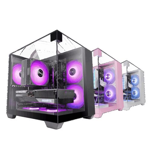 MARS GAMING MC-VISIONM, MATX CASE,  TRIPLE CONTINUOUS TEMPERED GLASS PANELS, DUAL CHAMBER DESIGN, BLACK