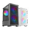 MARS GAMING MC-VORTEX, MATX COMPUTER CASE, GEOMETRIC MESH FRONT & TEMPERED GLASS SIDE PANEL, 3X FRGB FANS, DUAL CHAMBER DESIGN, BLACK