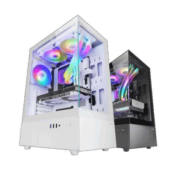 MARS GAMING MC-XO, ATX CASE, 90º CONTINUOUS TEMPERED GLASS PANELS, 120MM FRGB ULTRA-QUIET FAN, WHITE