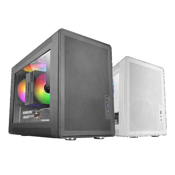 MARS GAMING MC-XPS, ULTRA-COMPACT MATX CASE, TEMPERED GLASS PANEL + FRONT MESH PANEL, ATX & SFX PSU COMPATIBILITY, 120MM FRGB FAN, BLACK