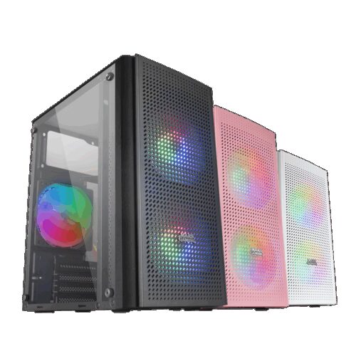 MARS GAMING MC300, MICRO-ATX CASE, 3X 120MM FRGB FAN, WINDOW, FRONT MESH, BLACK