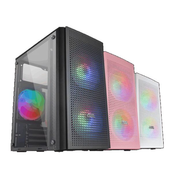 MARS GAMING MC300, MICRO-ATX CASE, 3X 120MM FRGB FAN, WINDOW, FRONT MESH, PINK